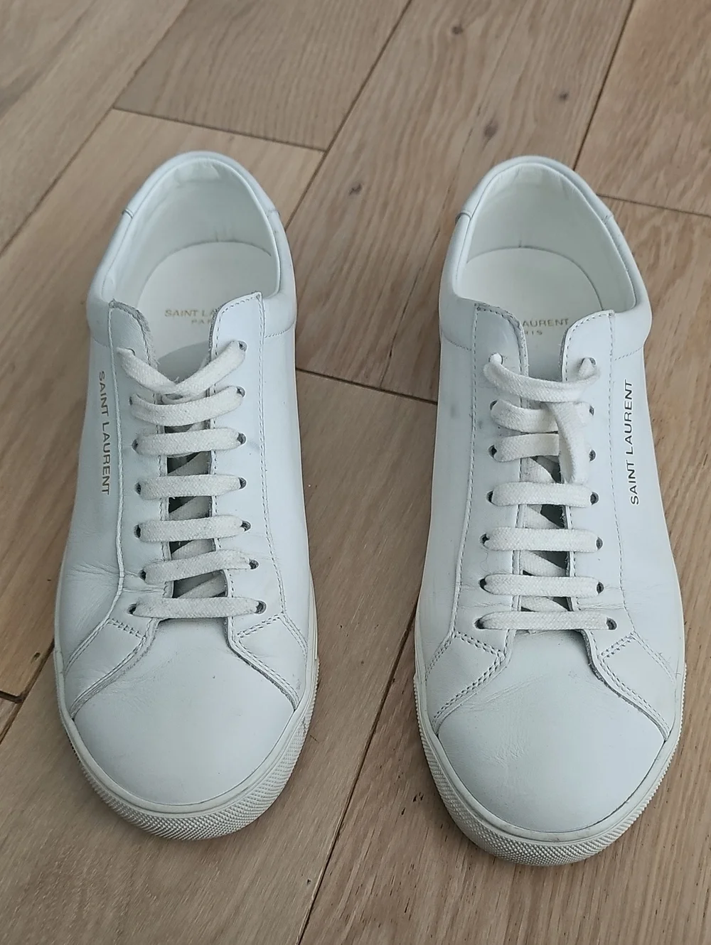 Saint Laurent White Leather Low-Top Sneakers - Minimal Lace-Up